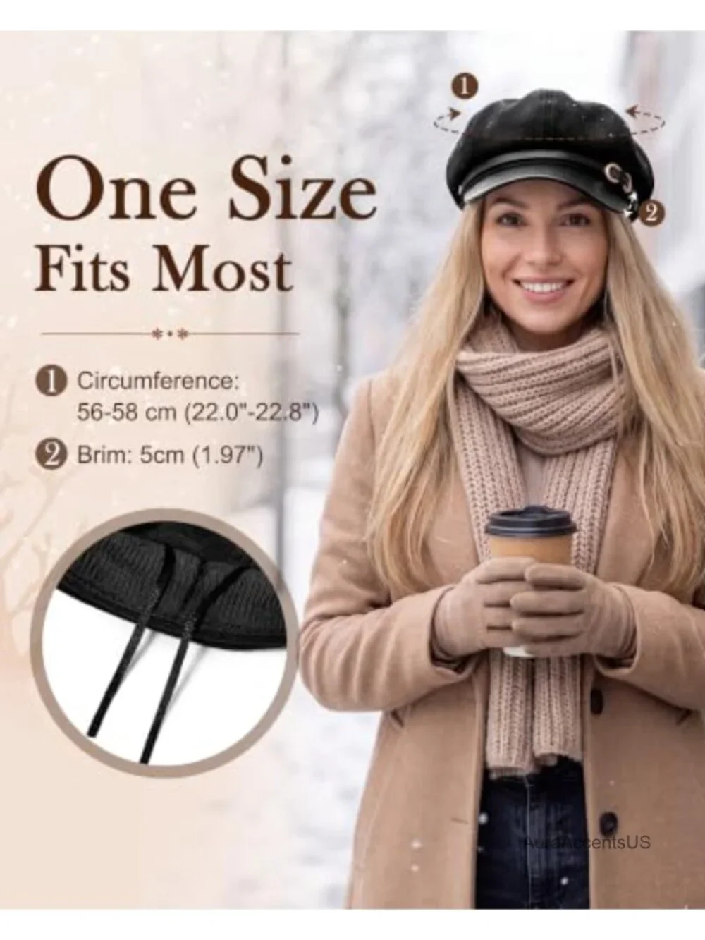 Felt Newsboy Cap with PU Visor for Women